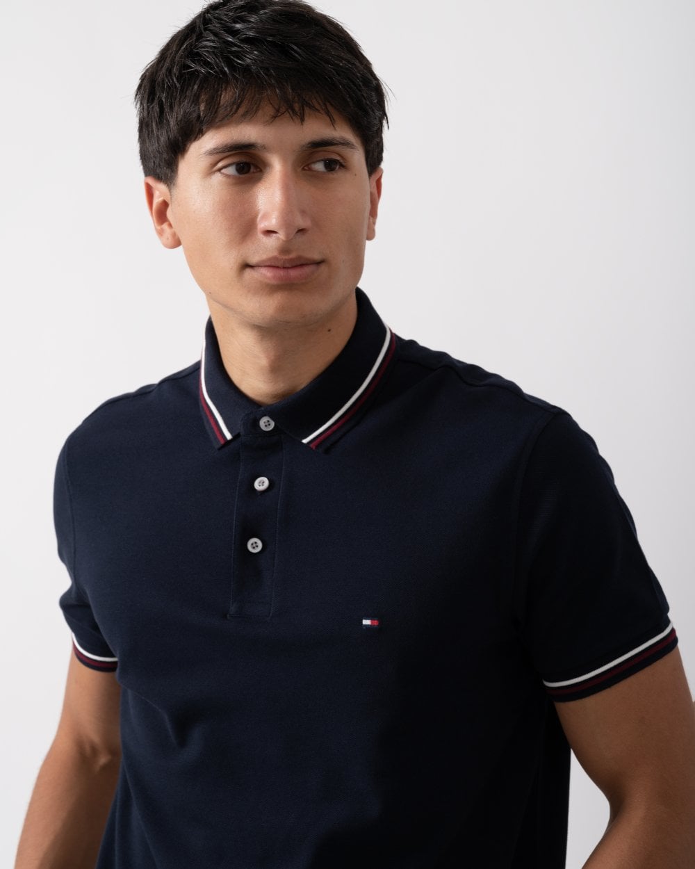 Tommy Hilfiger Tipped Mens Slim Fit Polo - Desert Sky