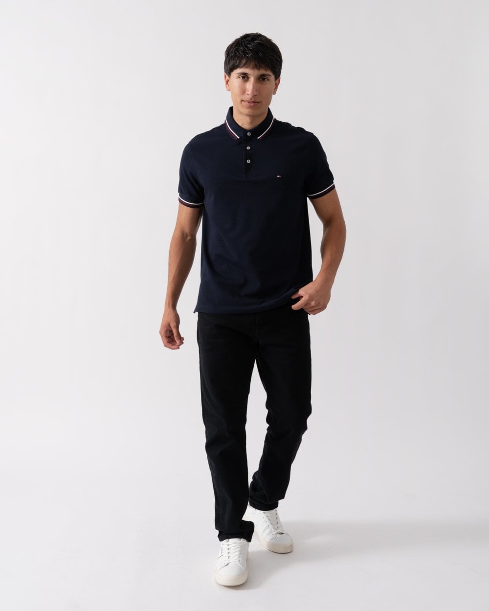 Tommy Hilfiger Tipped Mens Slim Fit Polo - Desert Sky
