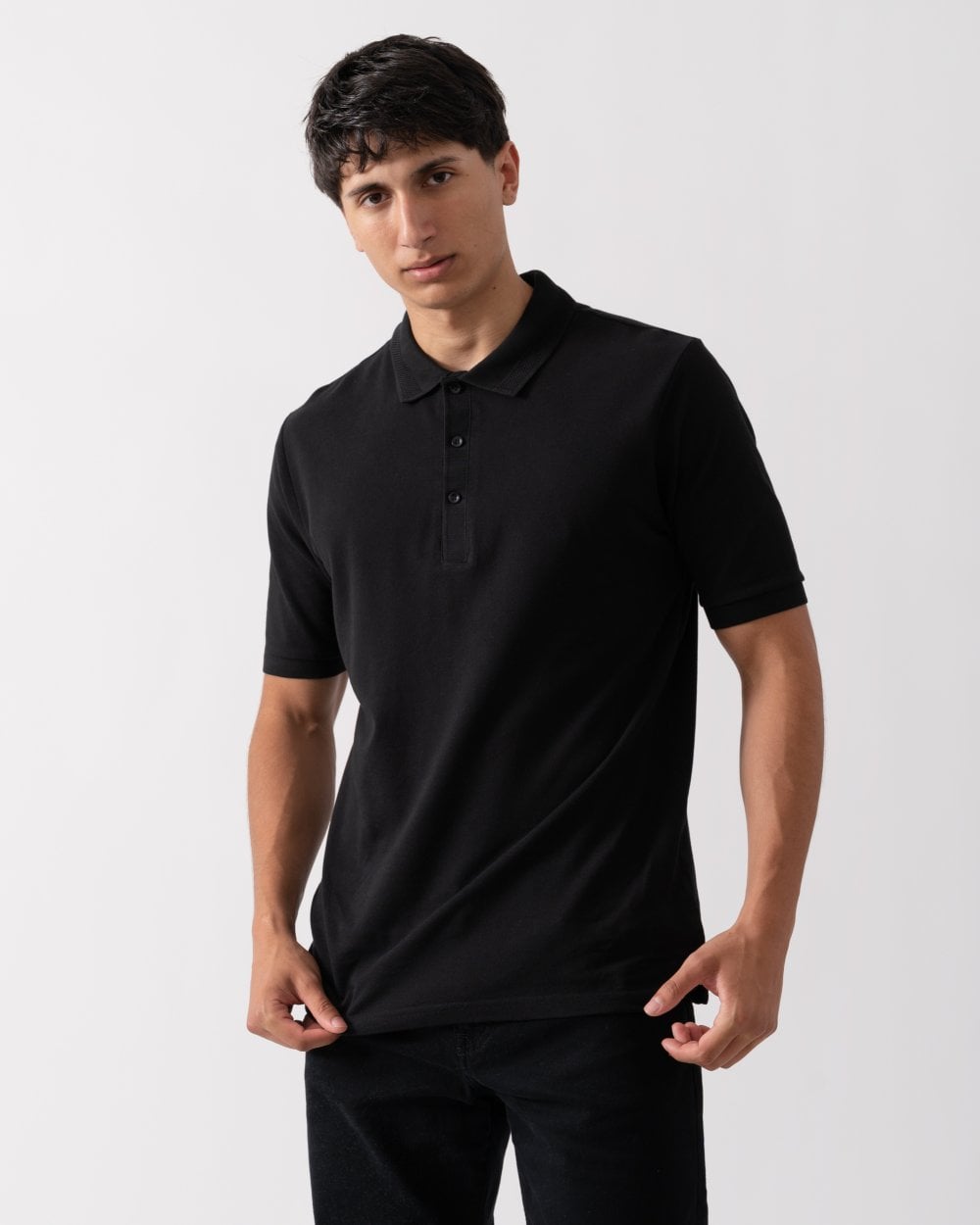 Oliver Sweeney Tralee Mens Pique Cotton Polo Shirt - Black