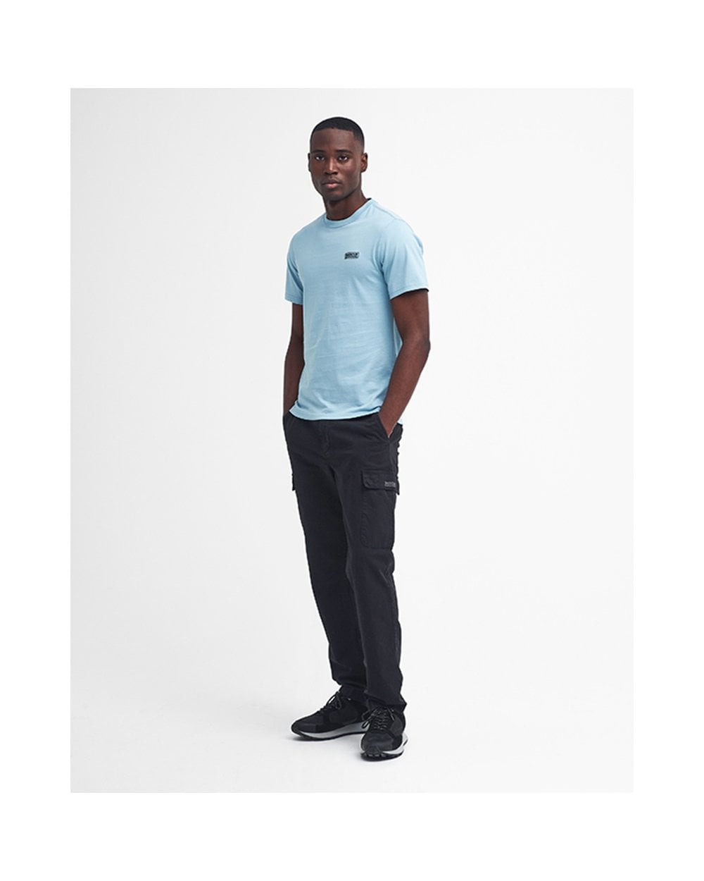 Barbour International Small Logo Mens T-Shirt - Concrete Blue