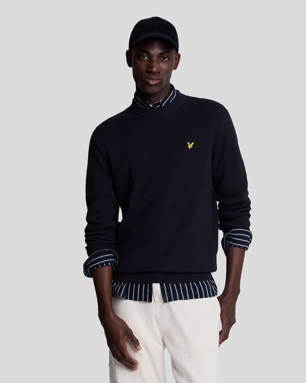 Lyle & Scott Grid Knit Mens Crew Neck Jumper