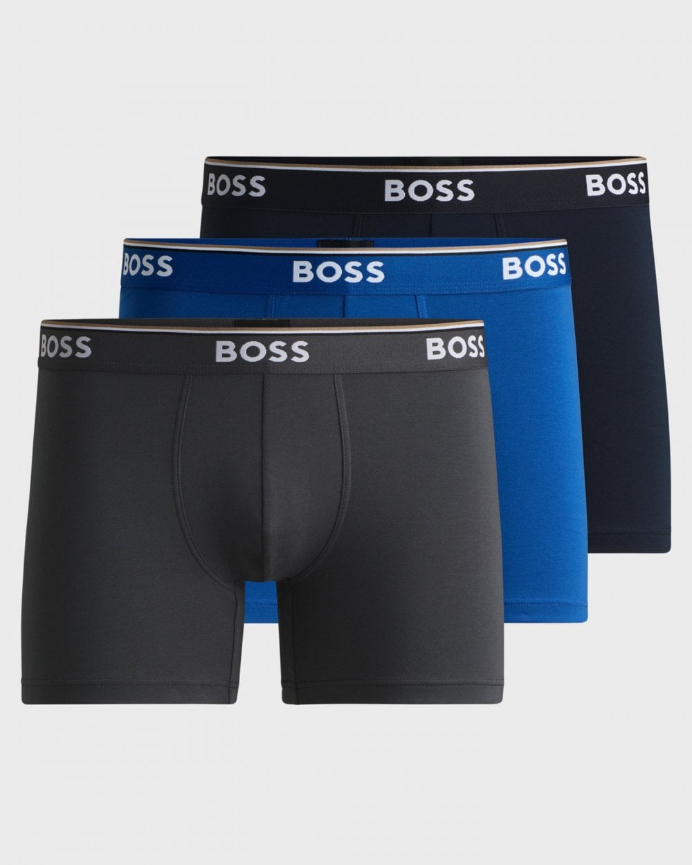 BOSS Orange Power Three Pack Mens Stretch Cotton Boxer Briefs With Logos NOS