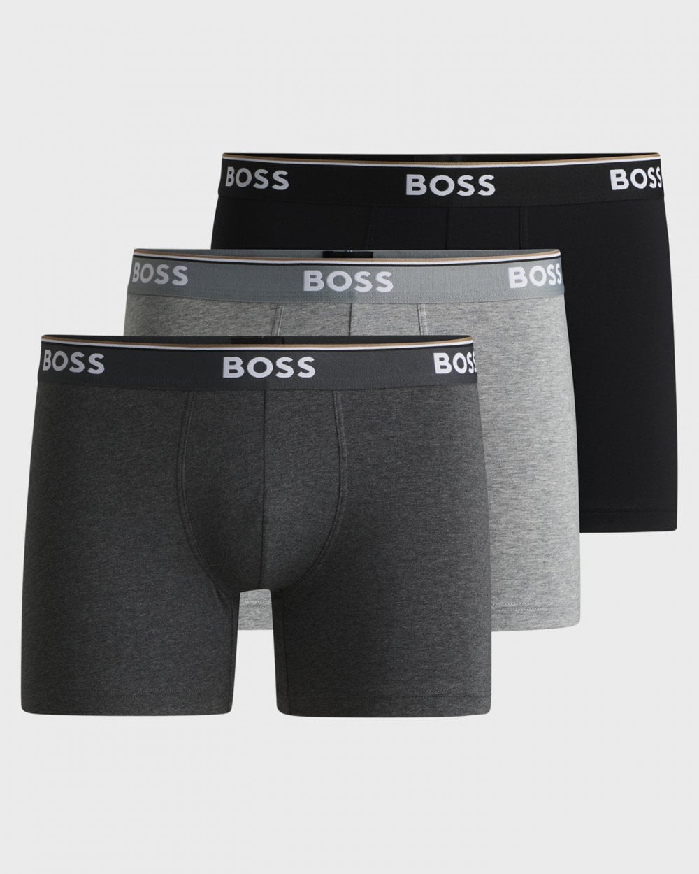 BOSS Orange Power Three Pack Mens Stretch Cotton Boxer Briefs With Logos NOS