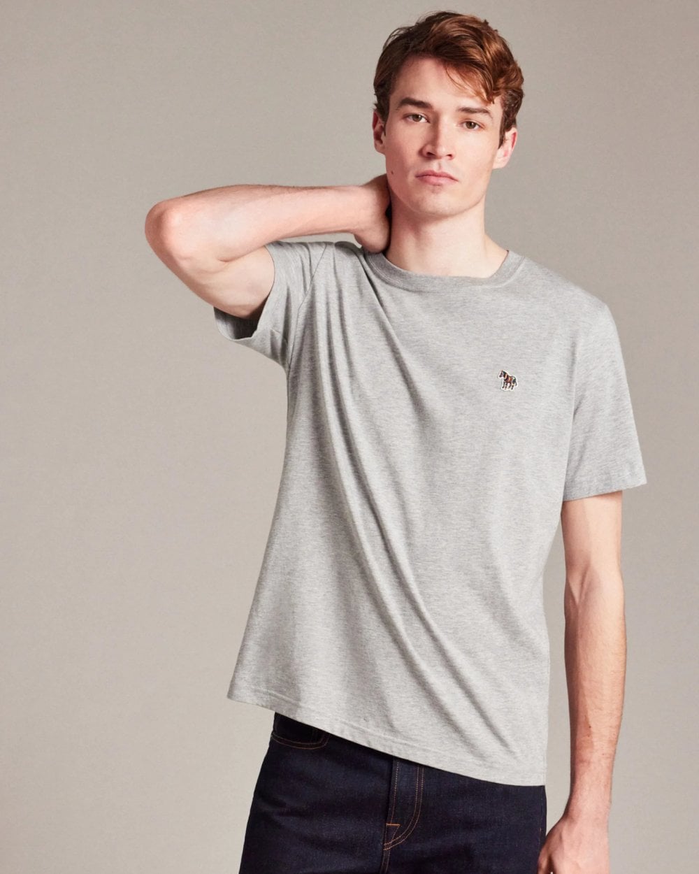 PS Paul Smith Mens Regular Fit Short Sleeve Zebra Logo T-Shirt - 72 Grey Melange