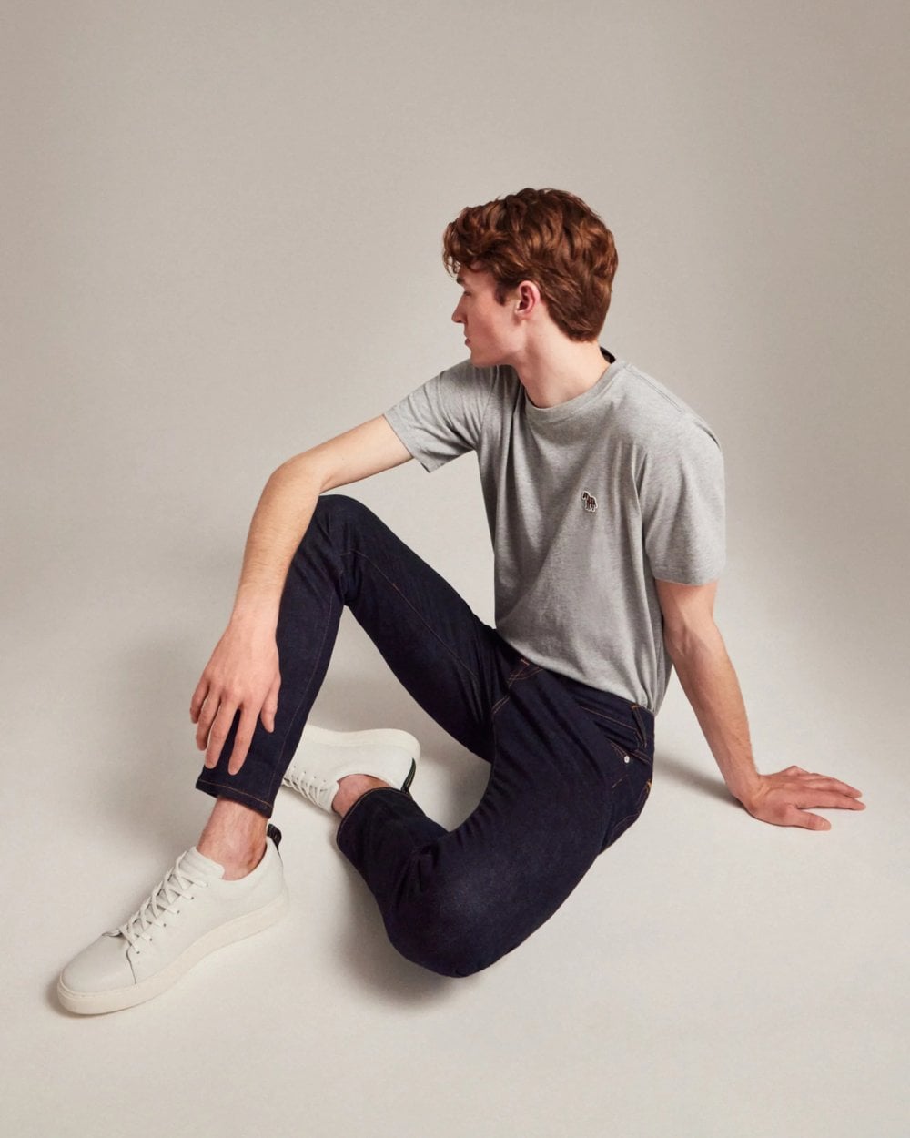 PS Paul Smith Mens Regular Fit Short Sleeve Zebra Logo T-Shirt - 72 Grey Melange