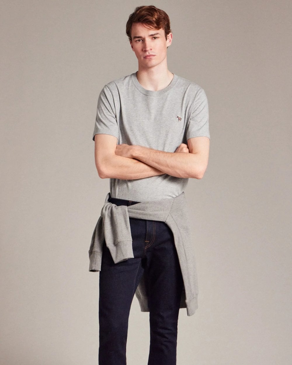 PS Paul Smith Mens Regular Fit Short Sleeve Zebra Logo T-Shirt - 72 Grey Melange