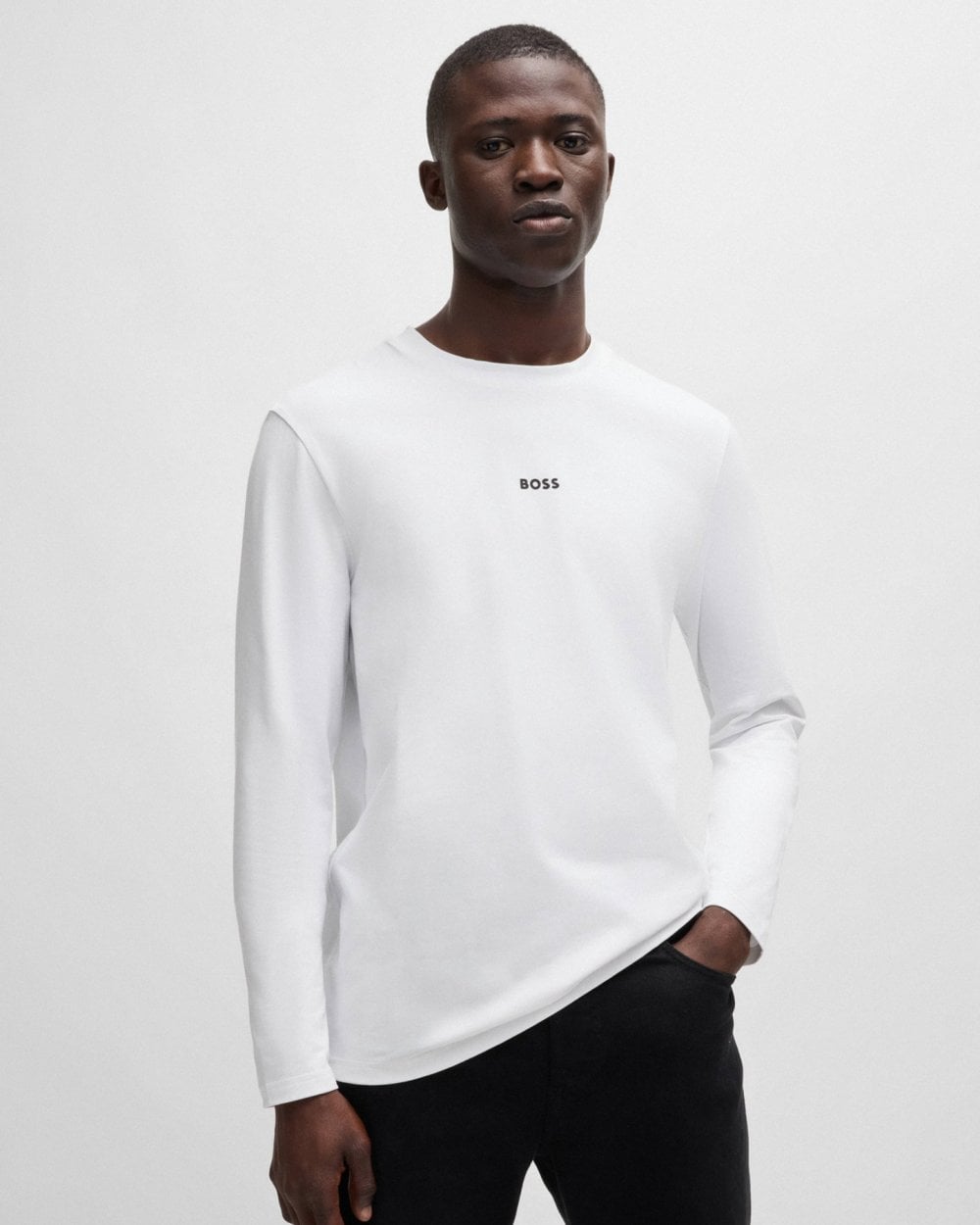 BOSS Orange Tchark Mens Long Sleeve Stretch Cotton T-Shirt