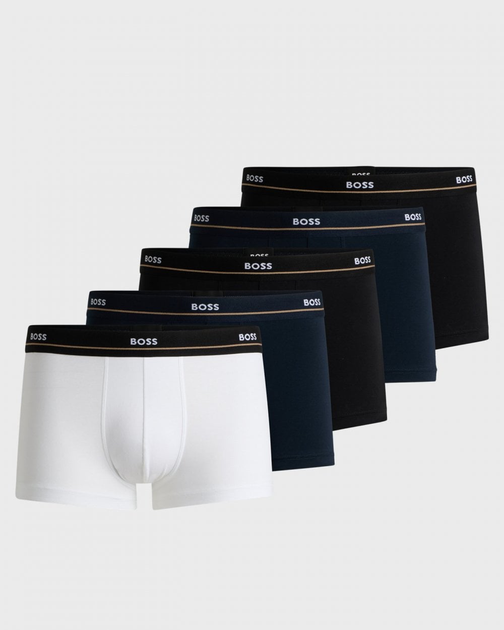 BOSS Orange 5 Pack Mens Essential Trunks NOS - White/Navy/Black 460