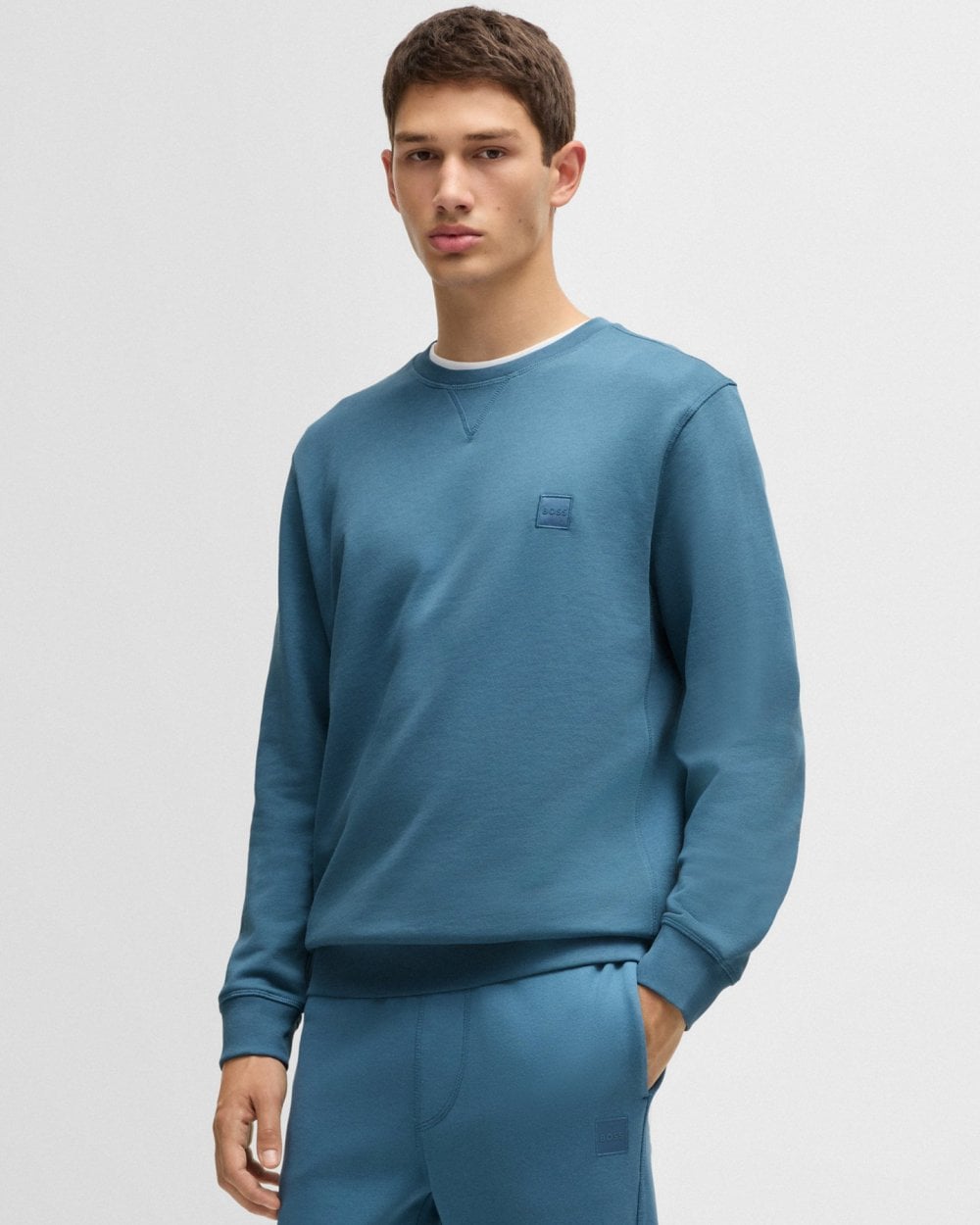 BOSS Orange Westart Mens Crew Neck Sweatshirt With Logo Patch