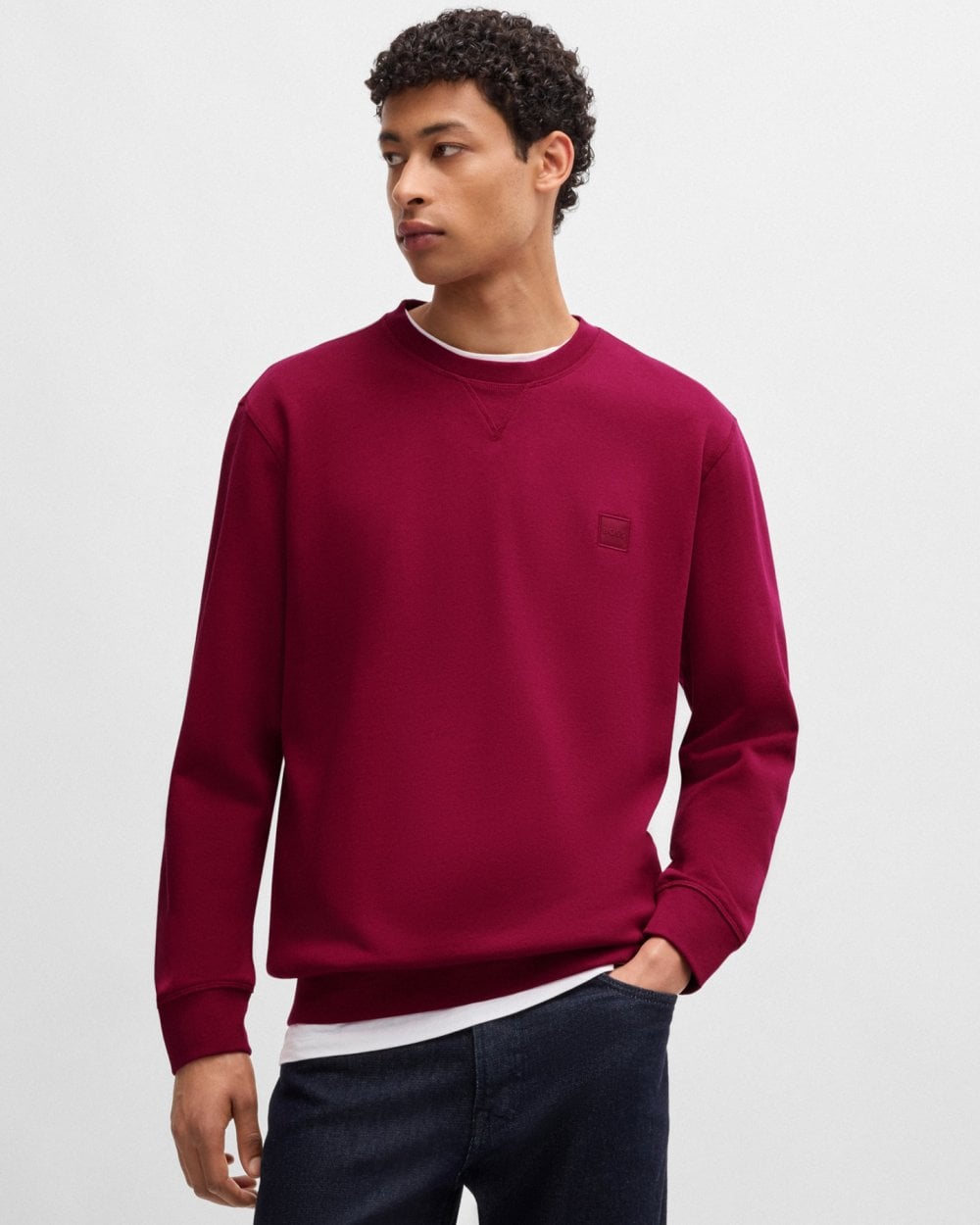 BOSS Orange Westart Mens Crew Neck Sweatshirt With Logo Patch