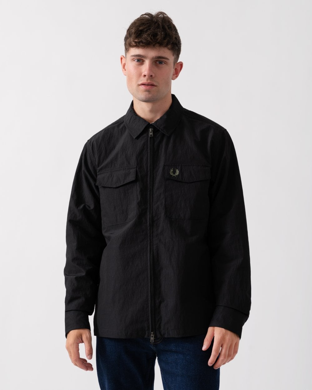 Fred Perry Mens Zip Overshirt - Black 236