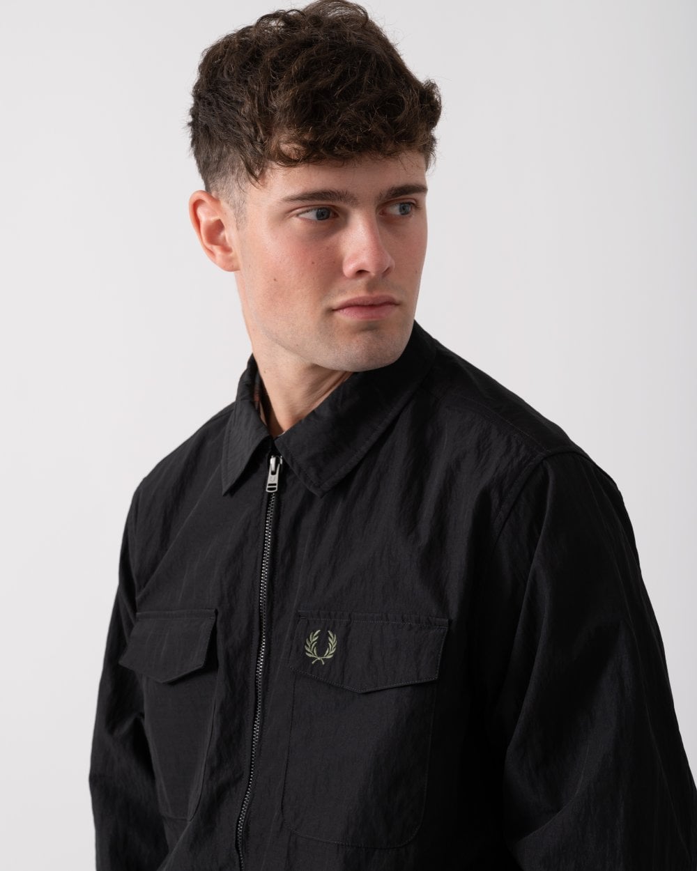 Fred Perry Mens Zip Overshirt - Black 236