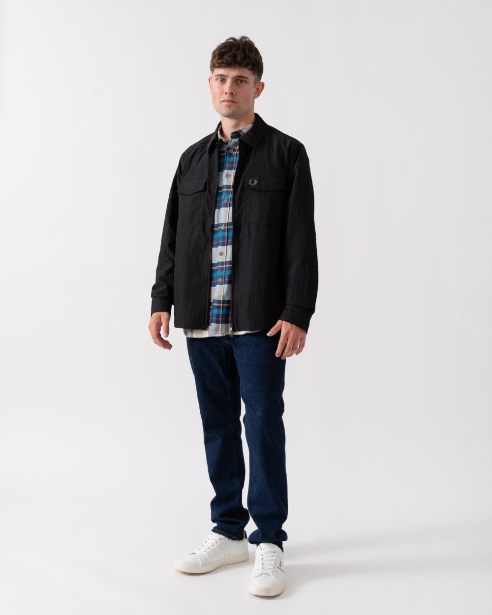 Fred Perry Mens Zip Overshirt - Black 236