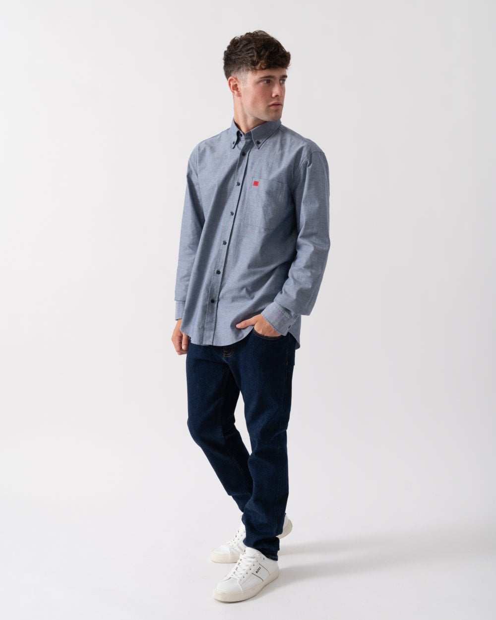 HUGO Evito Slim Fit Mens Long Sleeved Shirt - Dark Blue 406