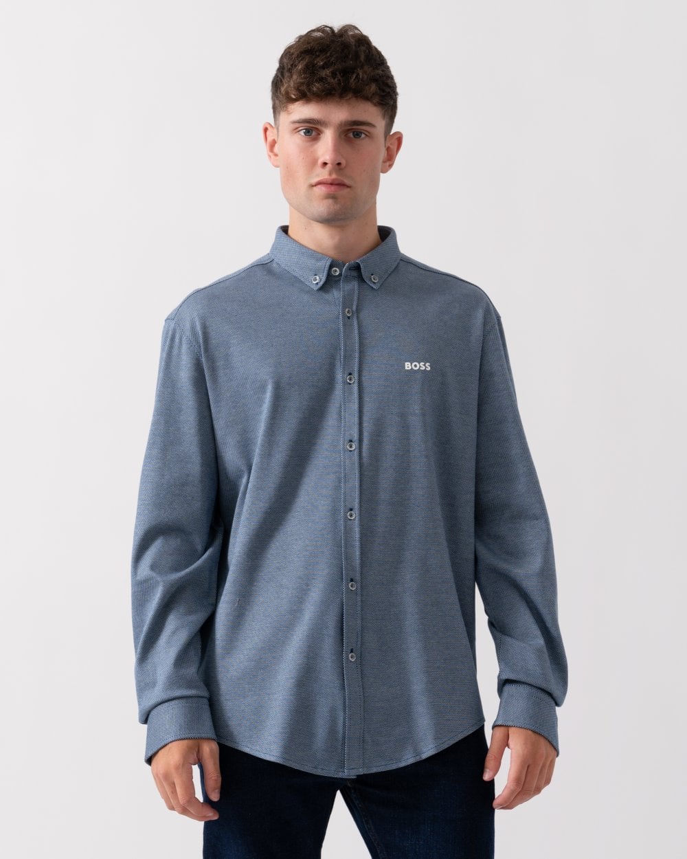 BOSS Green B Motion Mens Long Sleeve Shirt in Anti-Wrinkle Cotton