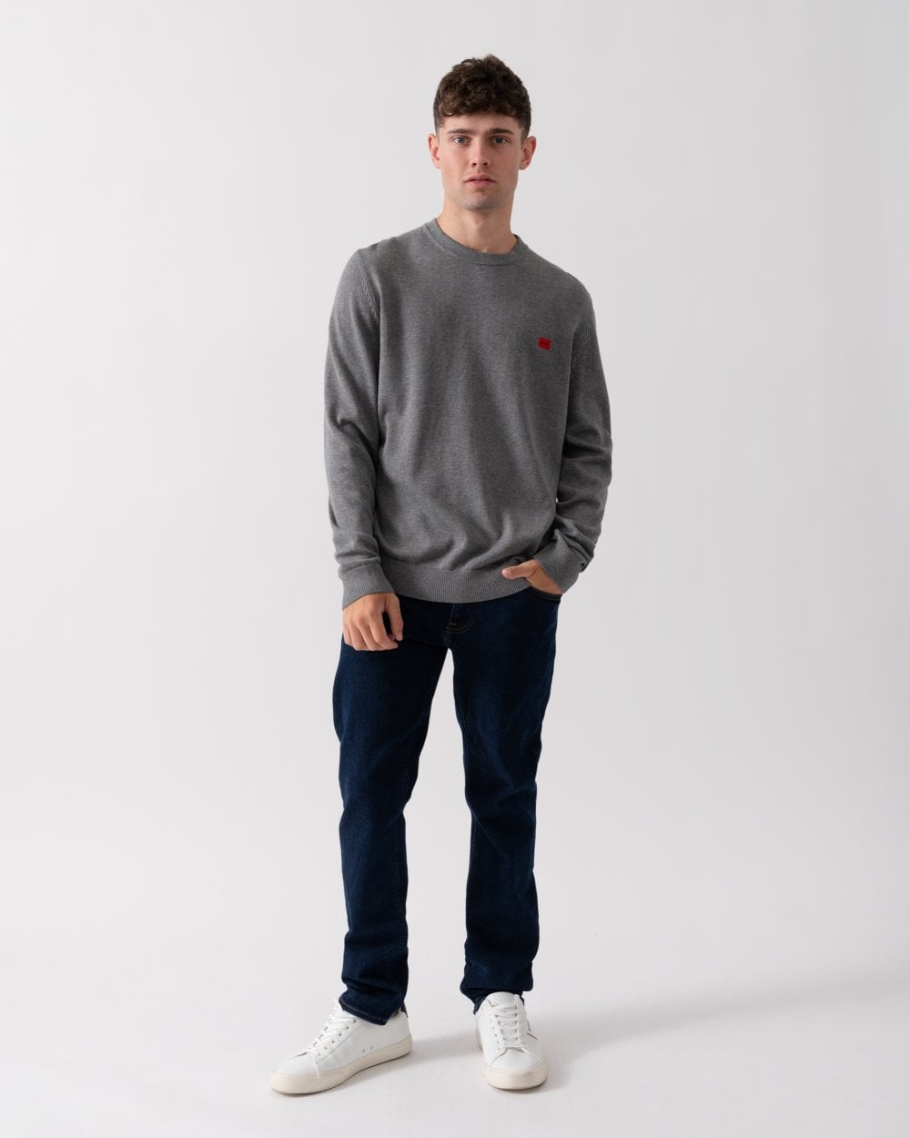HUGO San Cassius Mens Crew Neck Sweater - Medium Grey 034
