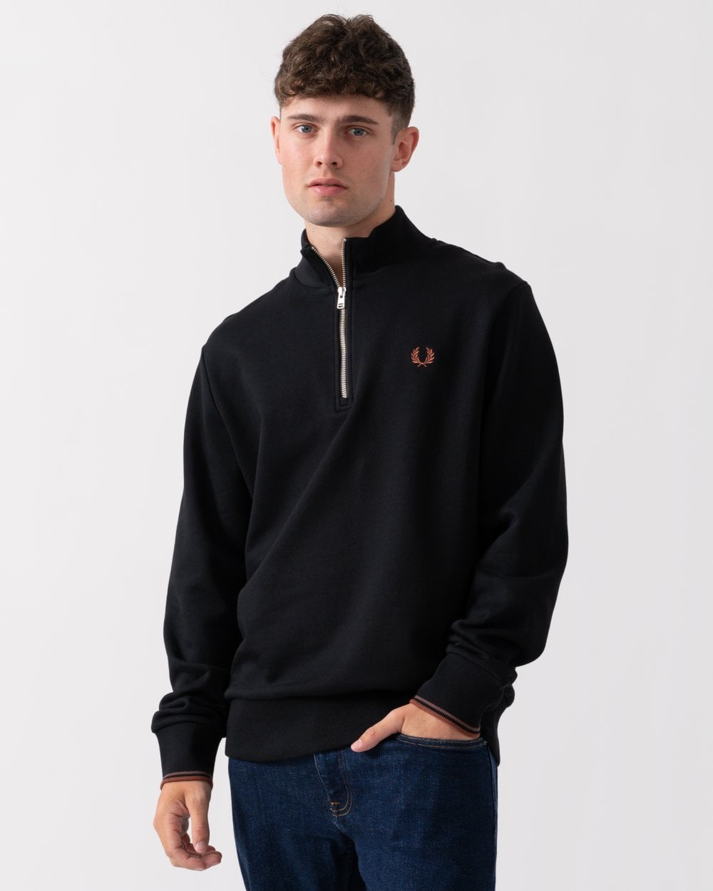 Fred Perry Mens Half Zip Sweatshirt