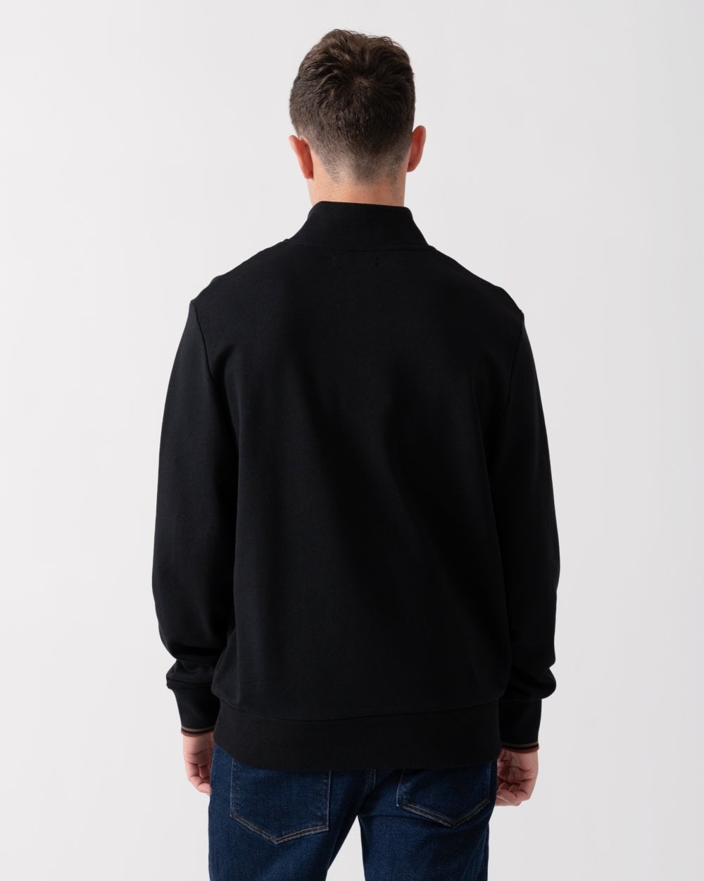 Fred Perry Mens Half Zip Sweatshirt - Black/Whisky Brown X56