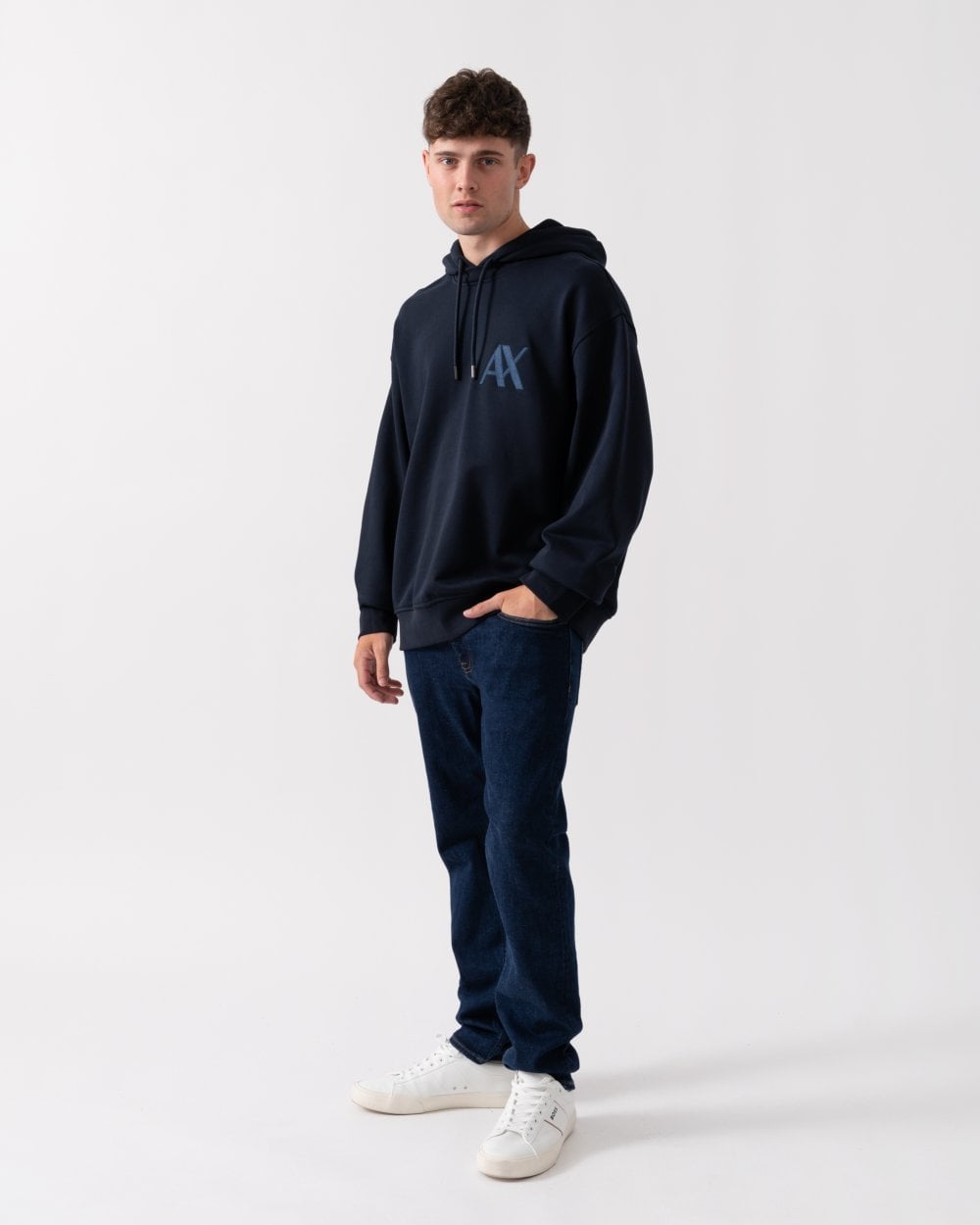 Armani Exchange Armani Exchange Mens Pullover Monogram Logo Hoodie