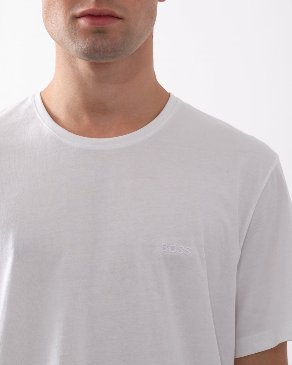 BOSS Orange Mens 2 Pack Comfort Loungewear T-Shirts - White 100