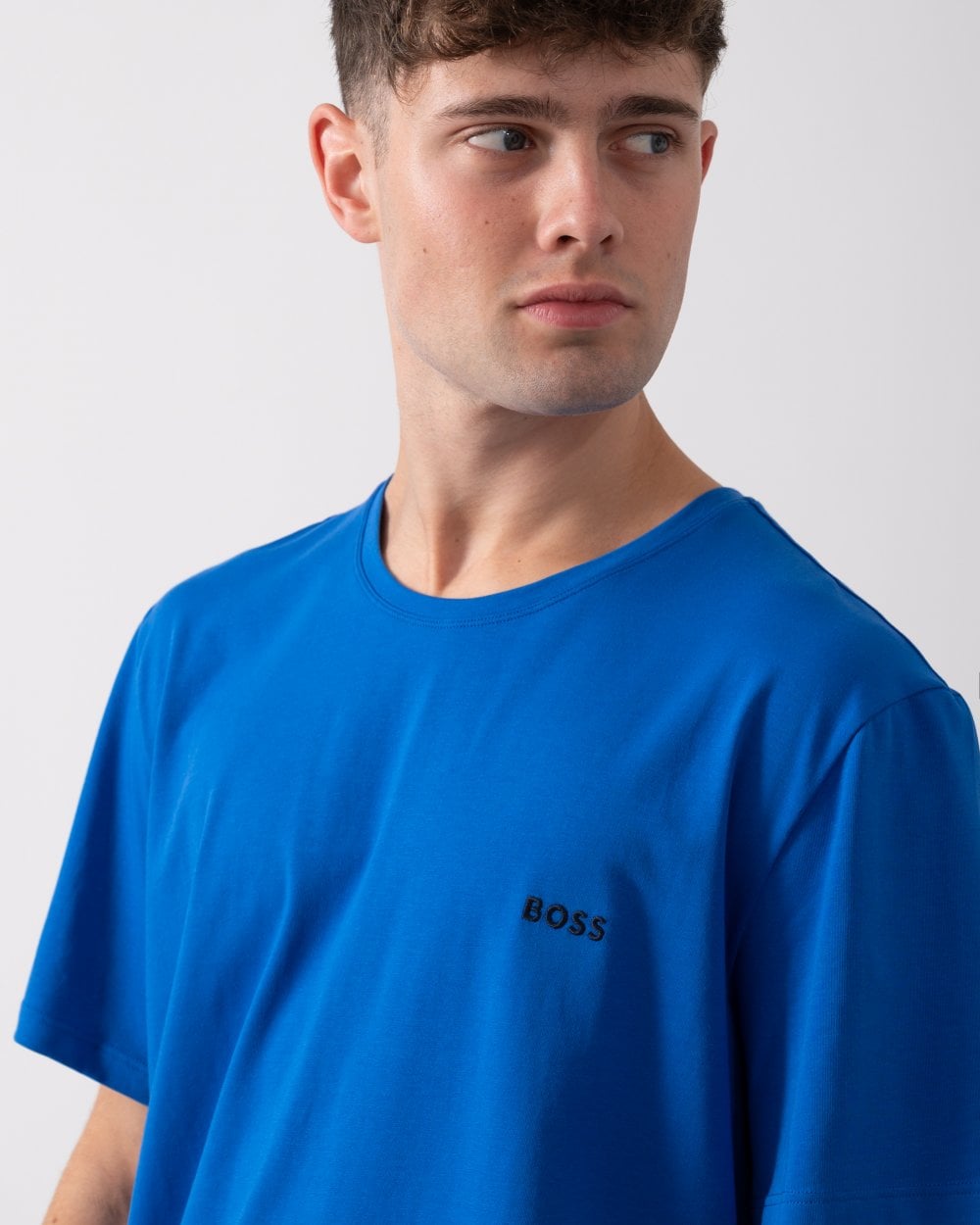 BOSS Orange Mix&Match Mens Stretch-Cotton Loungewear T-Shirt with Embroidered Logo - Bright Blue 434