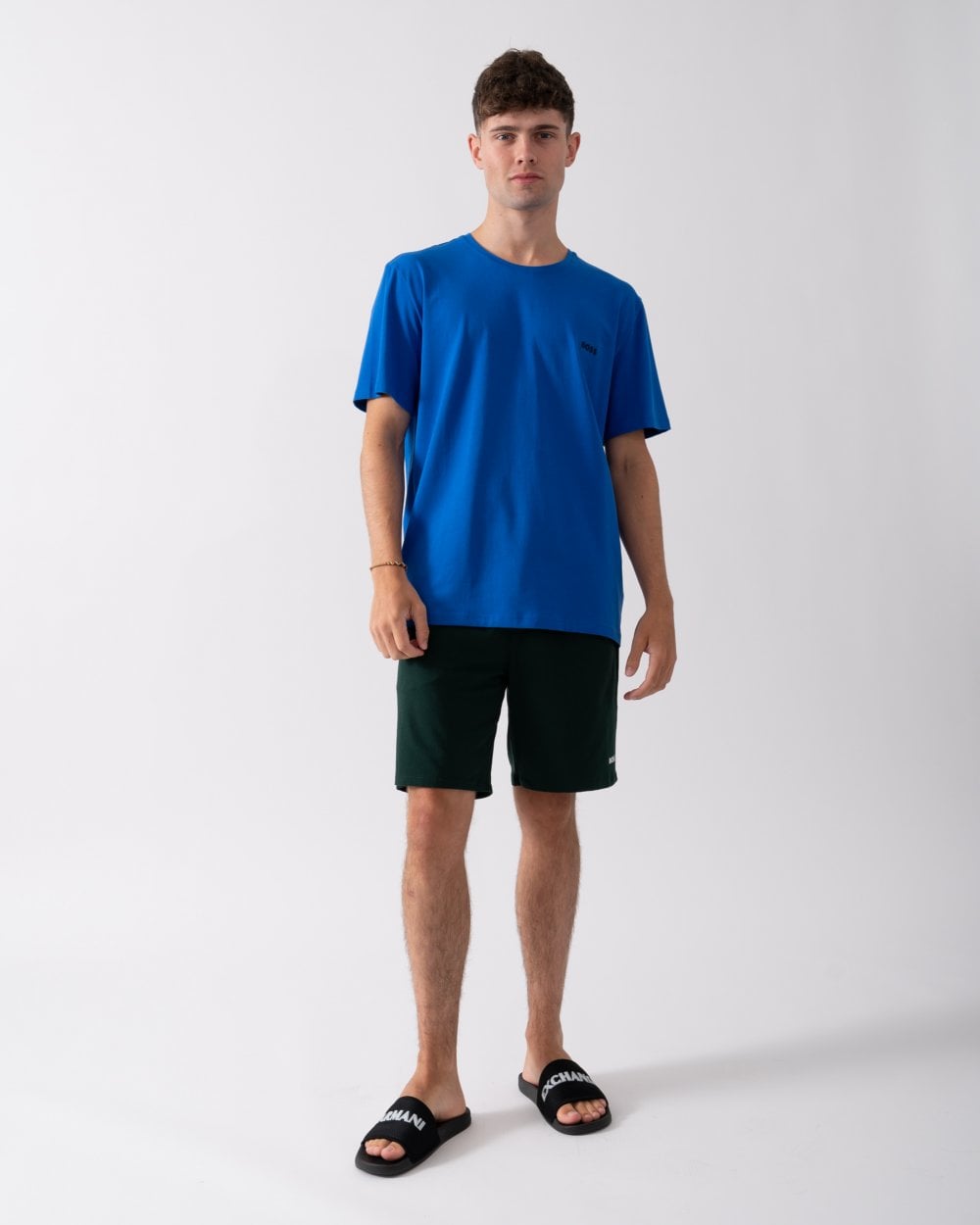 BOSS Orange Mix&Match Mens Stretch-Cotton Loungewear T-Shirt with Embroidered Logo - Bright Blue 434