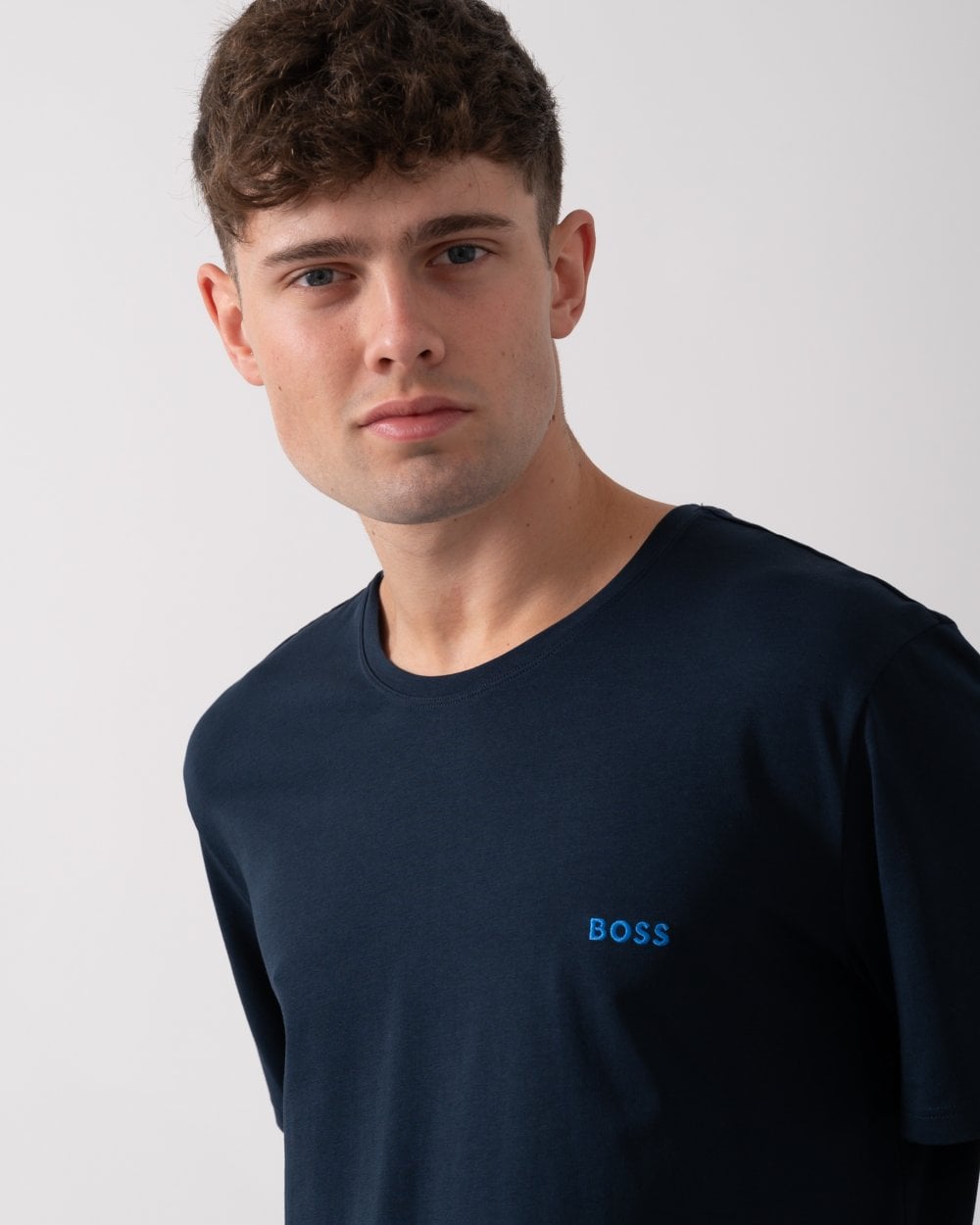 BOSS Orange Mix&Match Mens Stretch-Cotton Loungewear T-Shirt with Embroidered Logo - Dark Blue 405