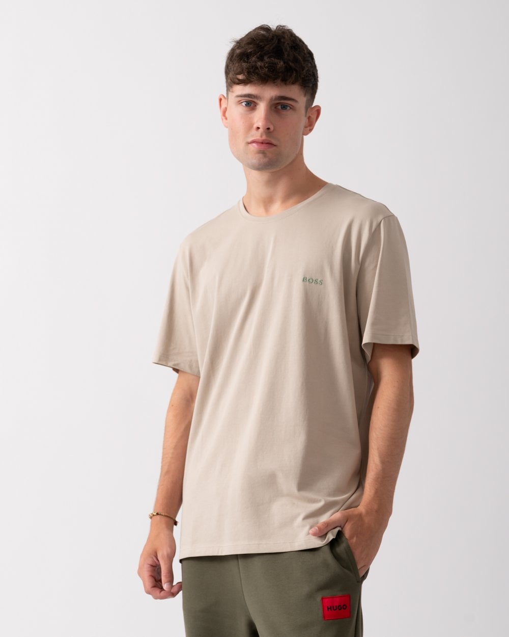 BOSS Orange Mix&Match Mens Stretch-Cotton Loungewear T-Shirt with Embroidered Logo