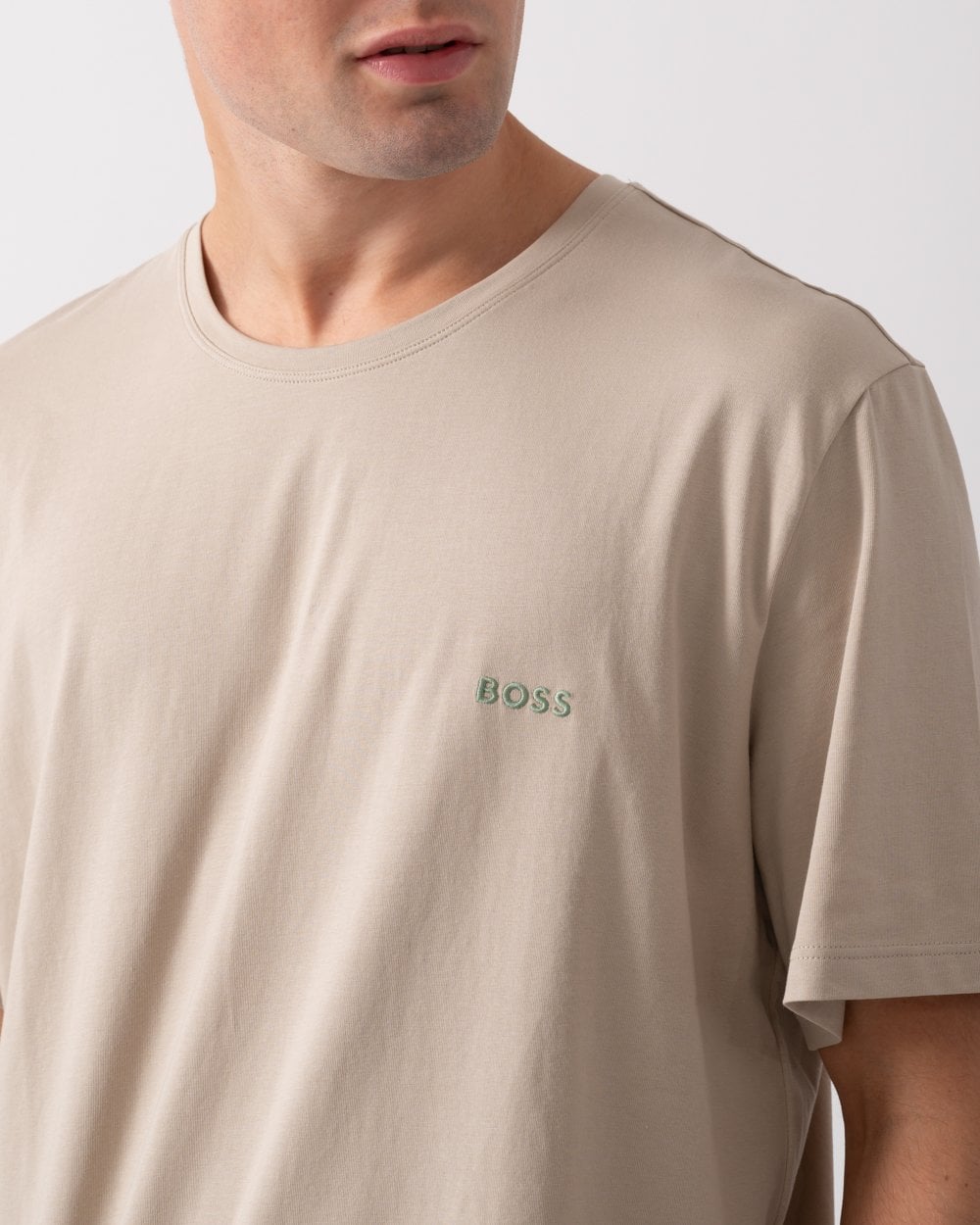 BOSS Orange Mix&Match Mens Stretch-Cotton Loungewear T-Shirt with Embroidered Logo - Light Beige 275