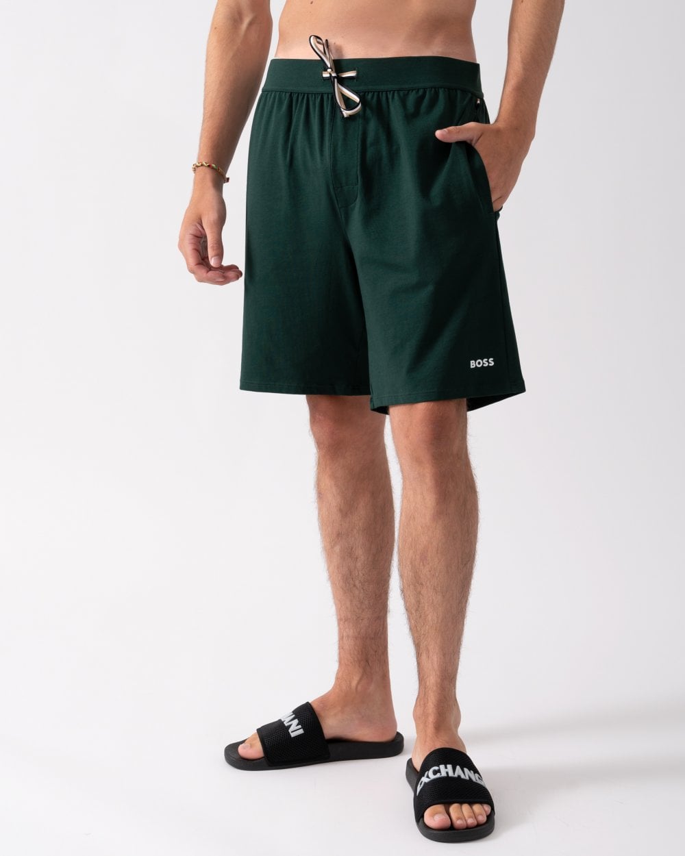 BOSS Orange Unique Mens Stretch-Cotton Pyjama Shorts with Logo Print
