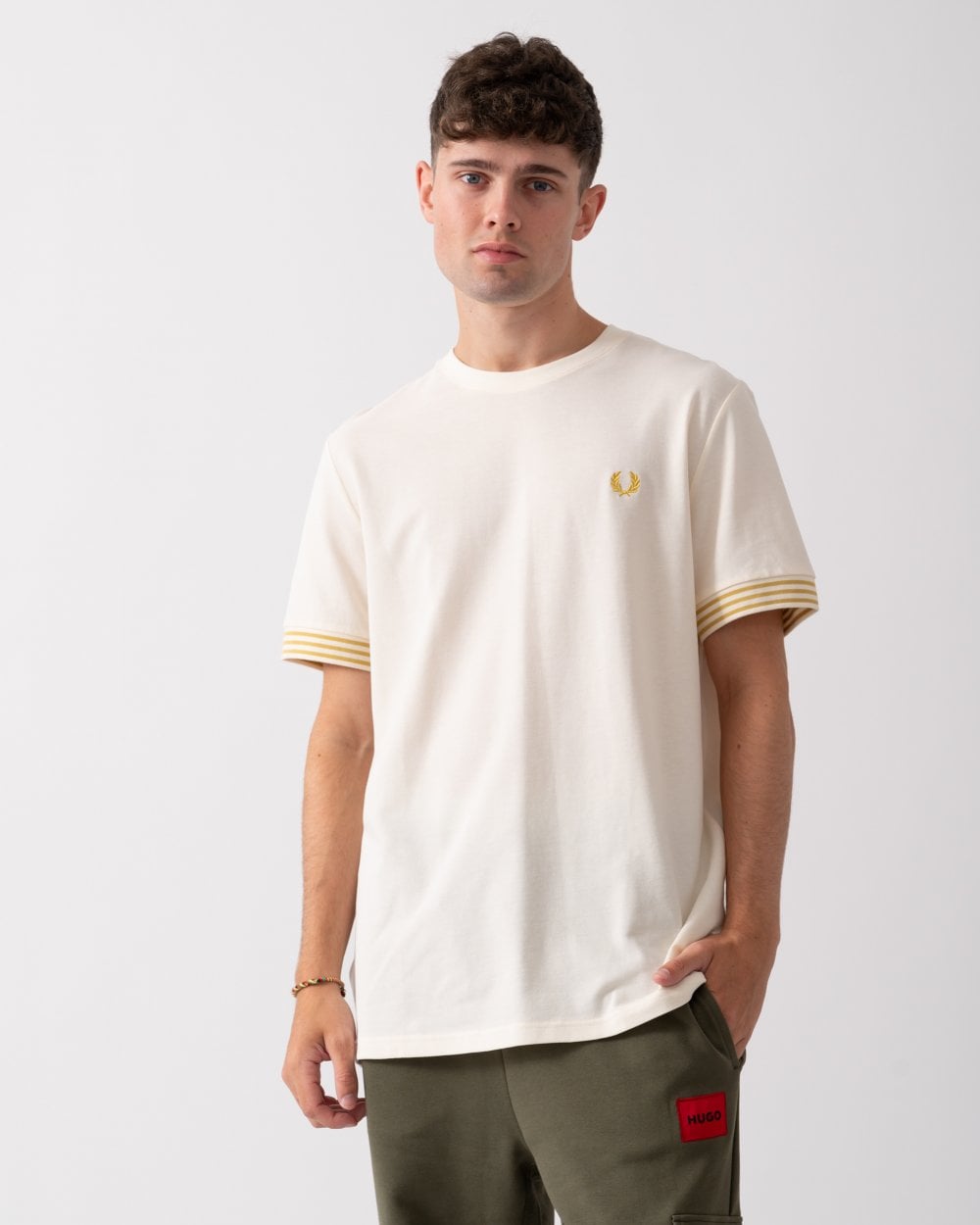 Fred Perry Mens Striped Cuff T-Shirt