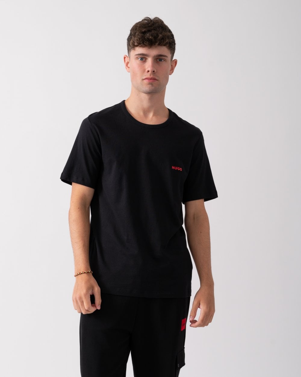HUGO Mens Triple-Pack of Cotton Underwear T-Shirts with Logo Print