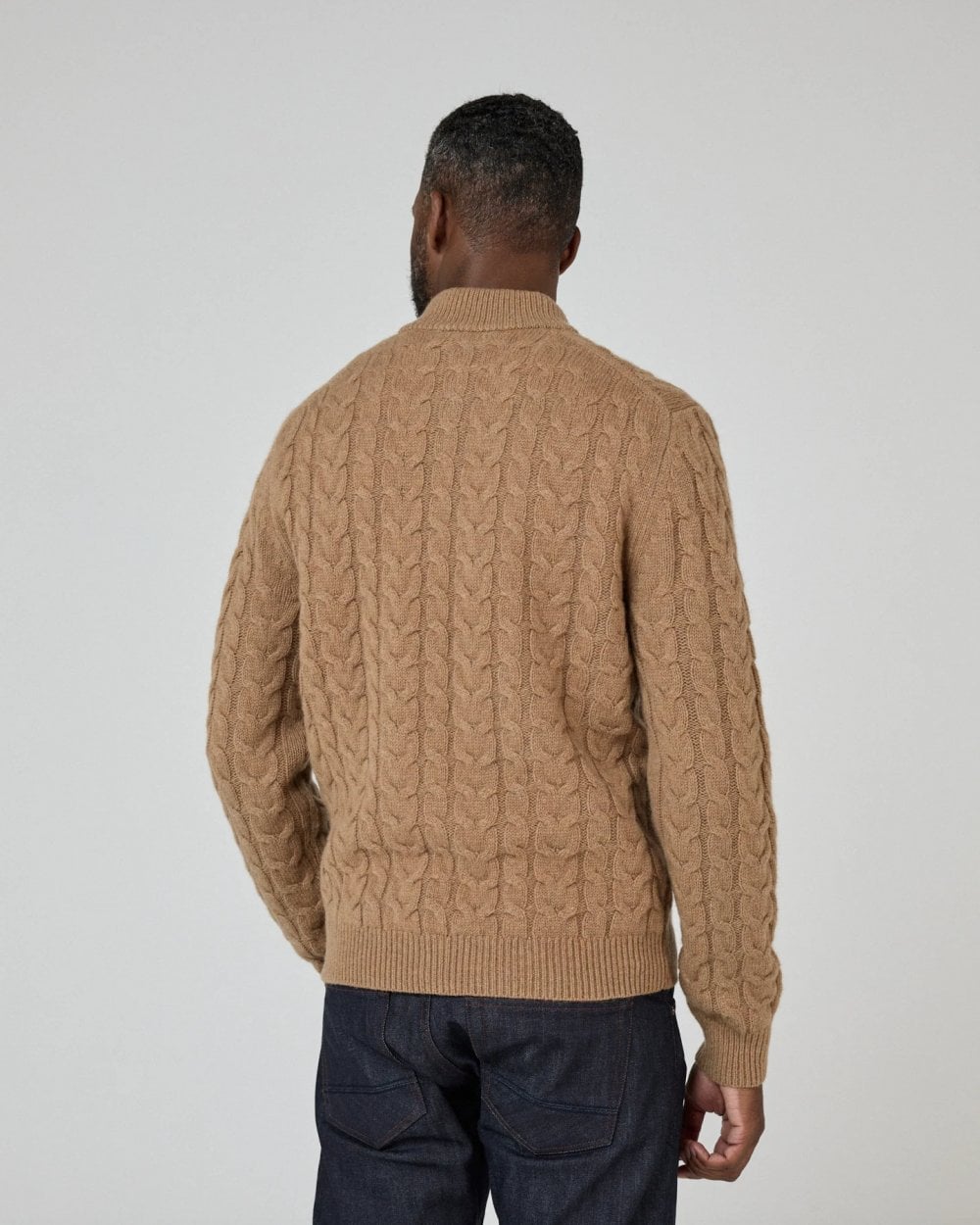 Oliver Sweeney Darlington Mens 1/4 Zip Lambswool Jumper - Camel
