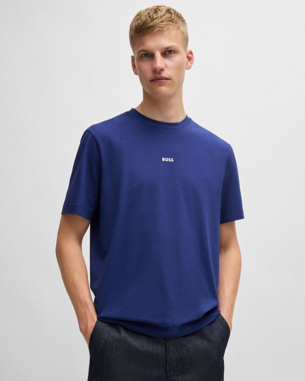 BOSS Orange TChup Mens Crew Neck Small Logo T-Shirt - Open Blue 494