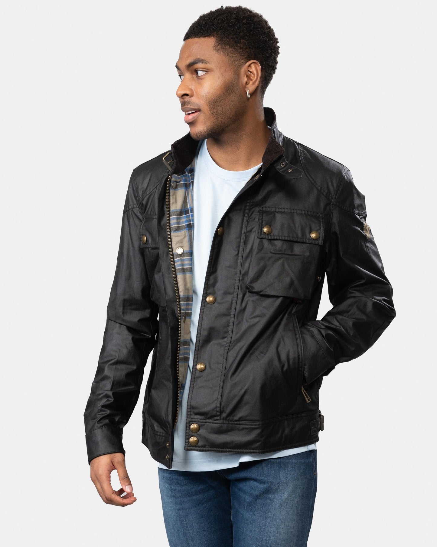Belstaff Racemaster Mens Waxed Cotton Compact Field Jacket - Black