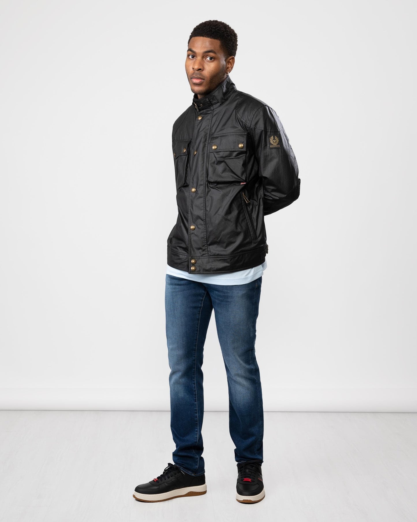 Belstaff Racemaster Mens Waxed Cotton Compact Field Jacket - Black