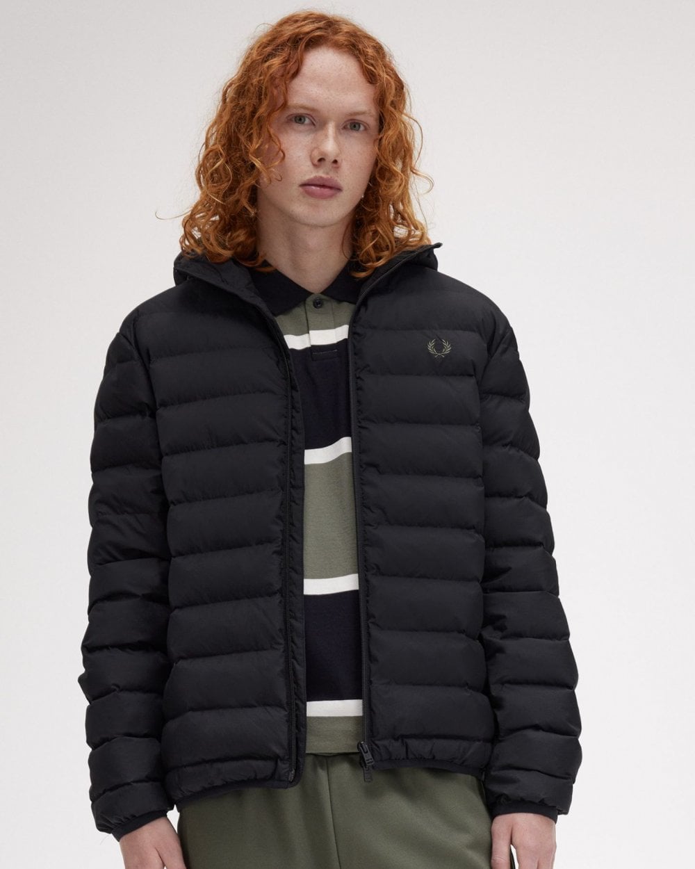 Fred Perry Mens Hooded Padded Jacket - Black 102