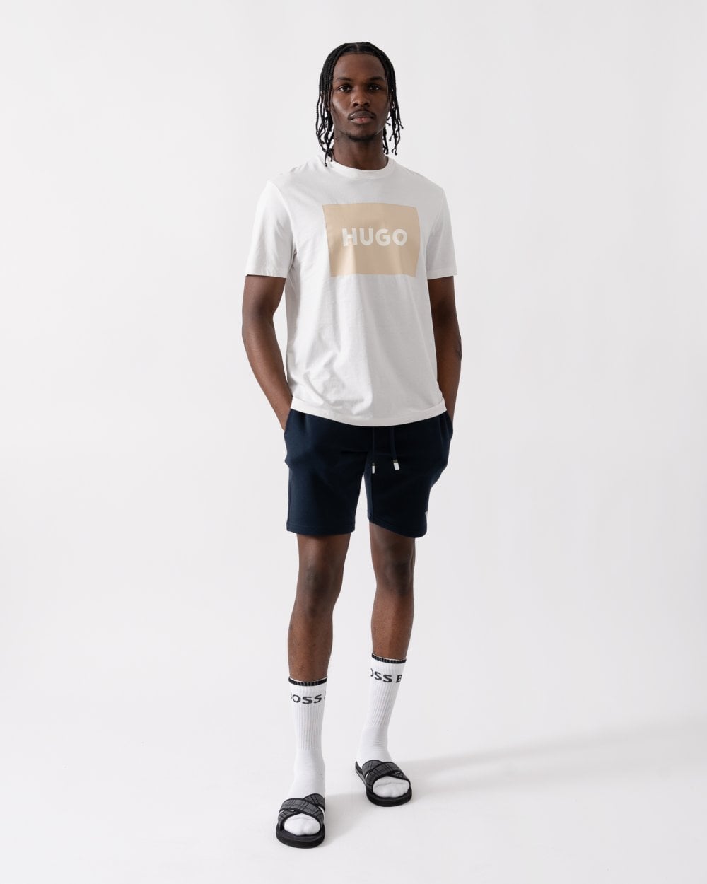 HUGO HUGO Dulive222 Mens Large Label Logo T-Shirt