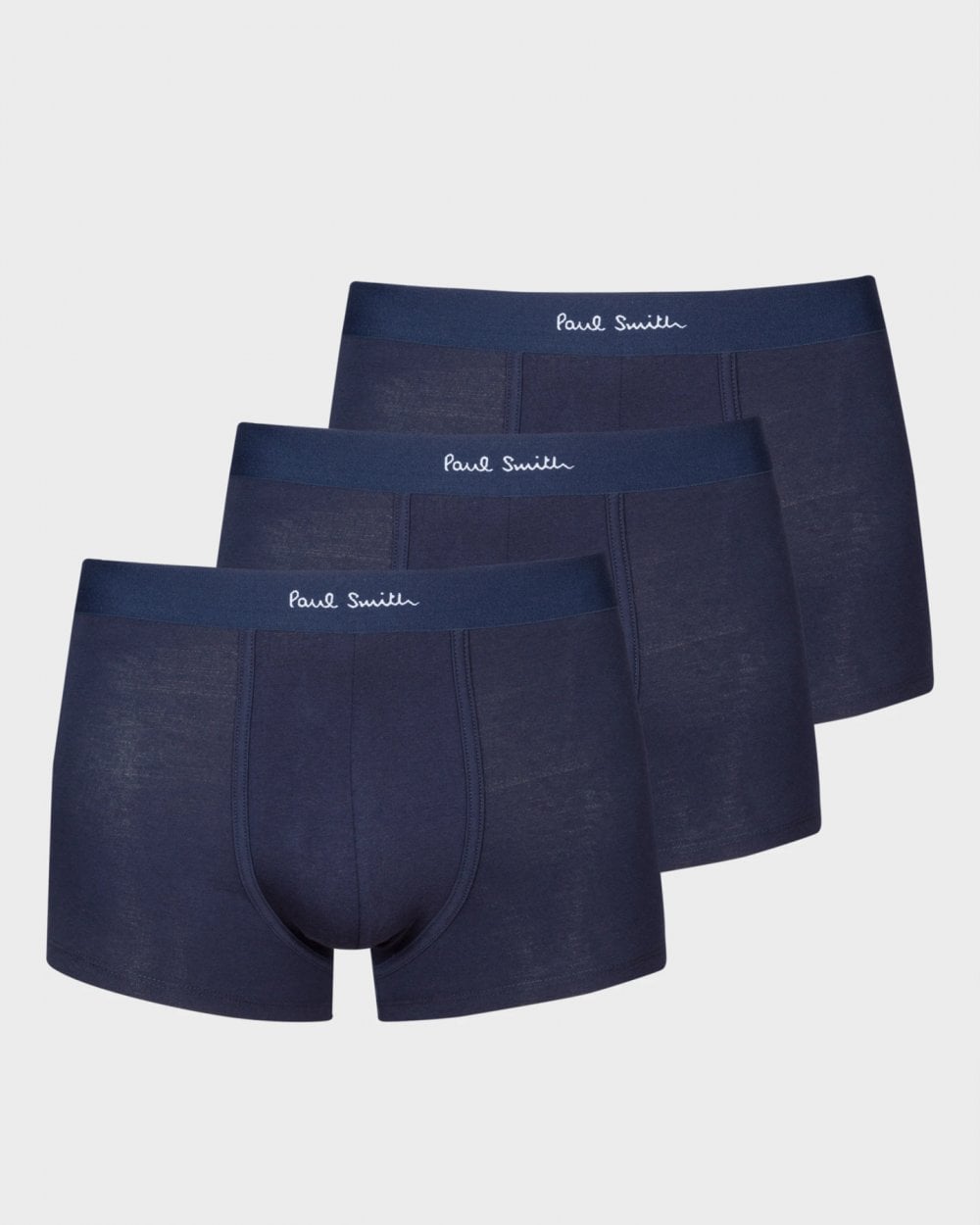 Paul Smith 3 Pack Mens Plain Trunks with Script Logo Waistband