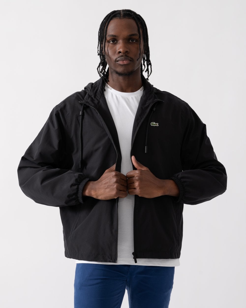 Lacoste Lacoste Mens Short Water-Resistant Jacket with Removable Hood