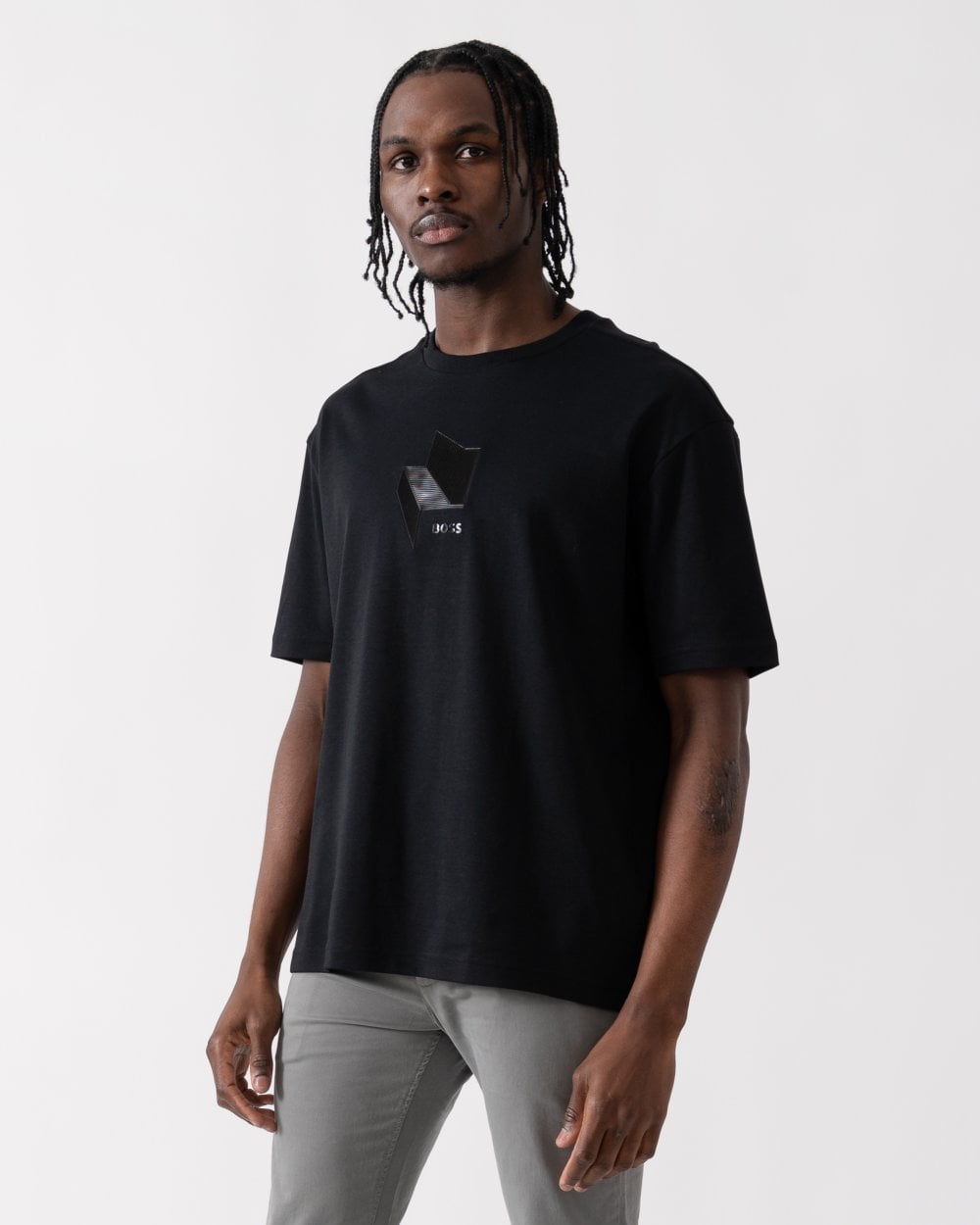 BOSS Green Tee Mirror 1 Mens Graphic Print T-Shirt - Black 001