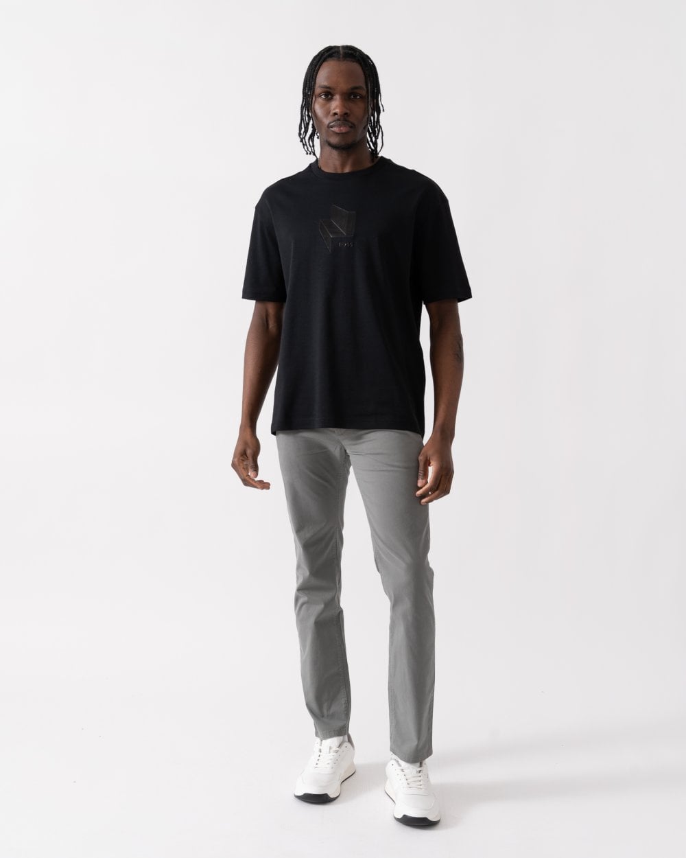 BOSS Green Tee Mirror 1 Mens Graphic Print T-Shirt - Black 001