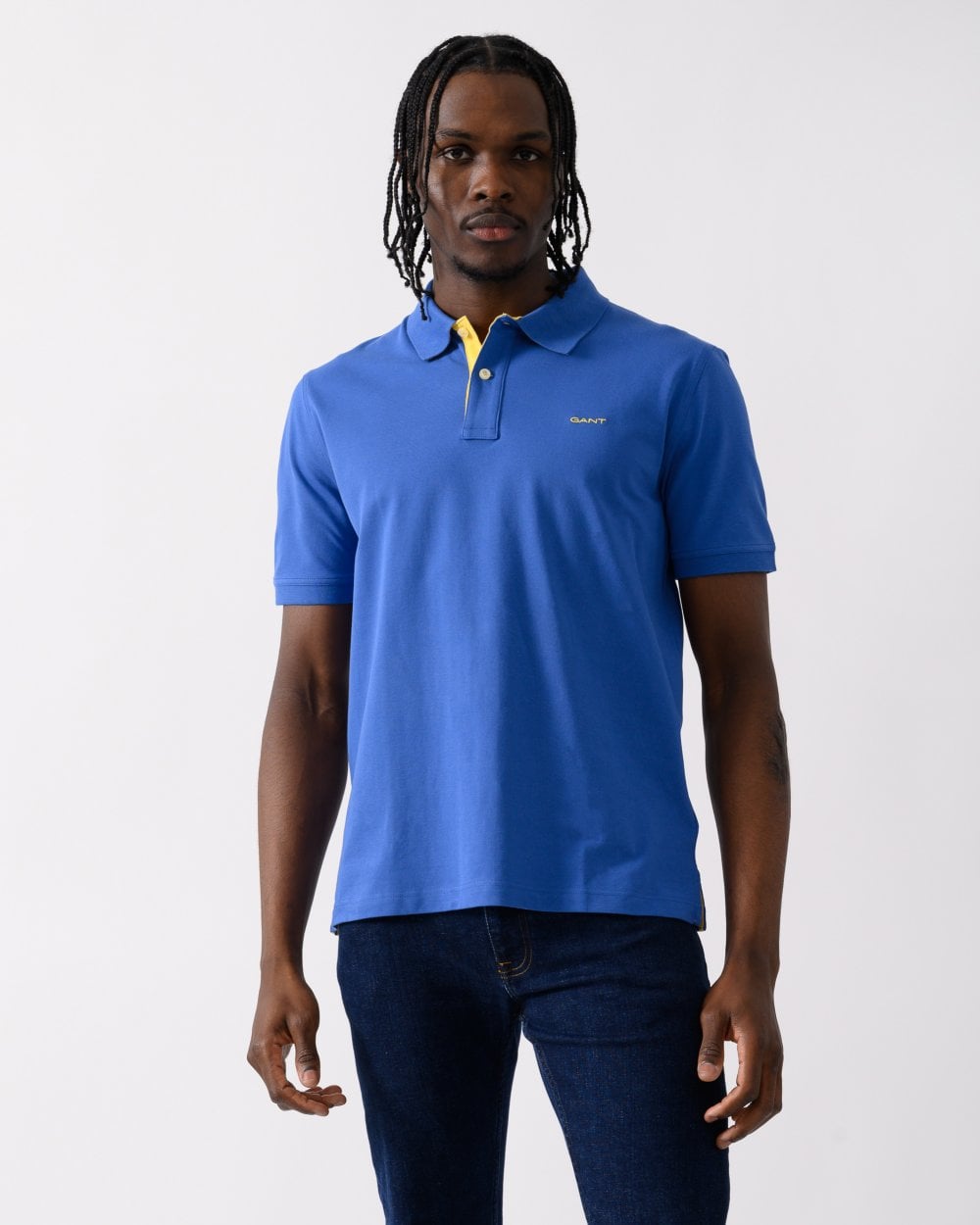 GANT Regular Fit Short Sleeve Contrast Pique Rugger - 407 Rich Blue