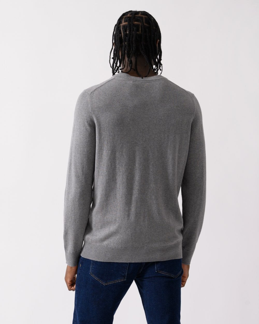 Lyle & Scott Cotton Merino Mens V-Neck Jumper - T28 Mid Grey Marl