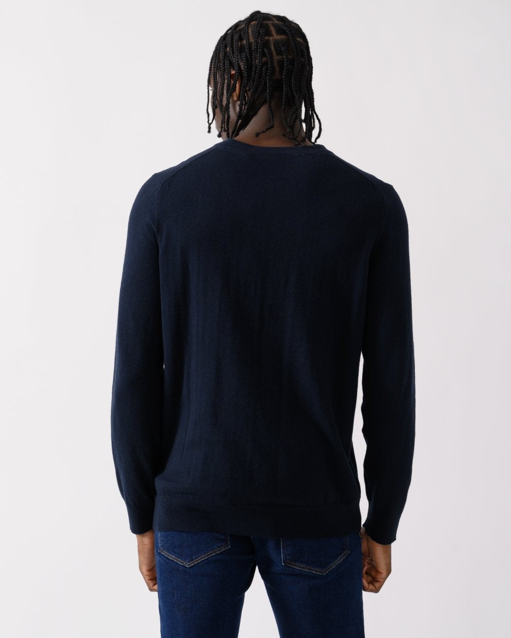 Lyle & Scott Cotton Merino Mens V-Neck Jumper - Z271 Dark Navy