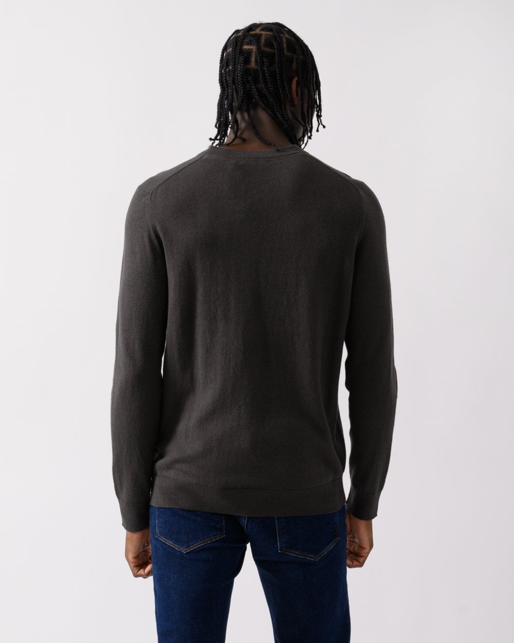 Lyle & Scott Cotton Merino Mens V-Neck Jumper - W635 Gunmetal