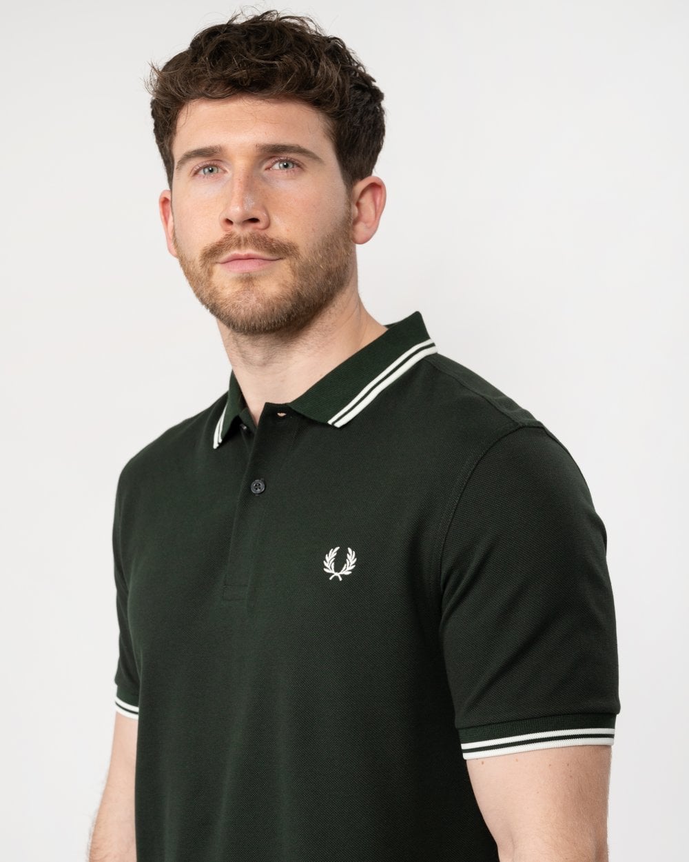 Fred Perry Mens Twin Tipped Signature Polo Shirt NOS - Night Green/White T50