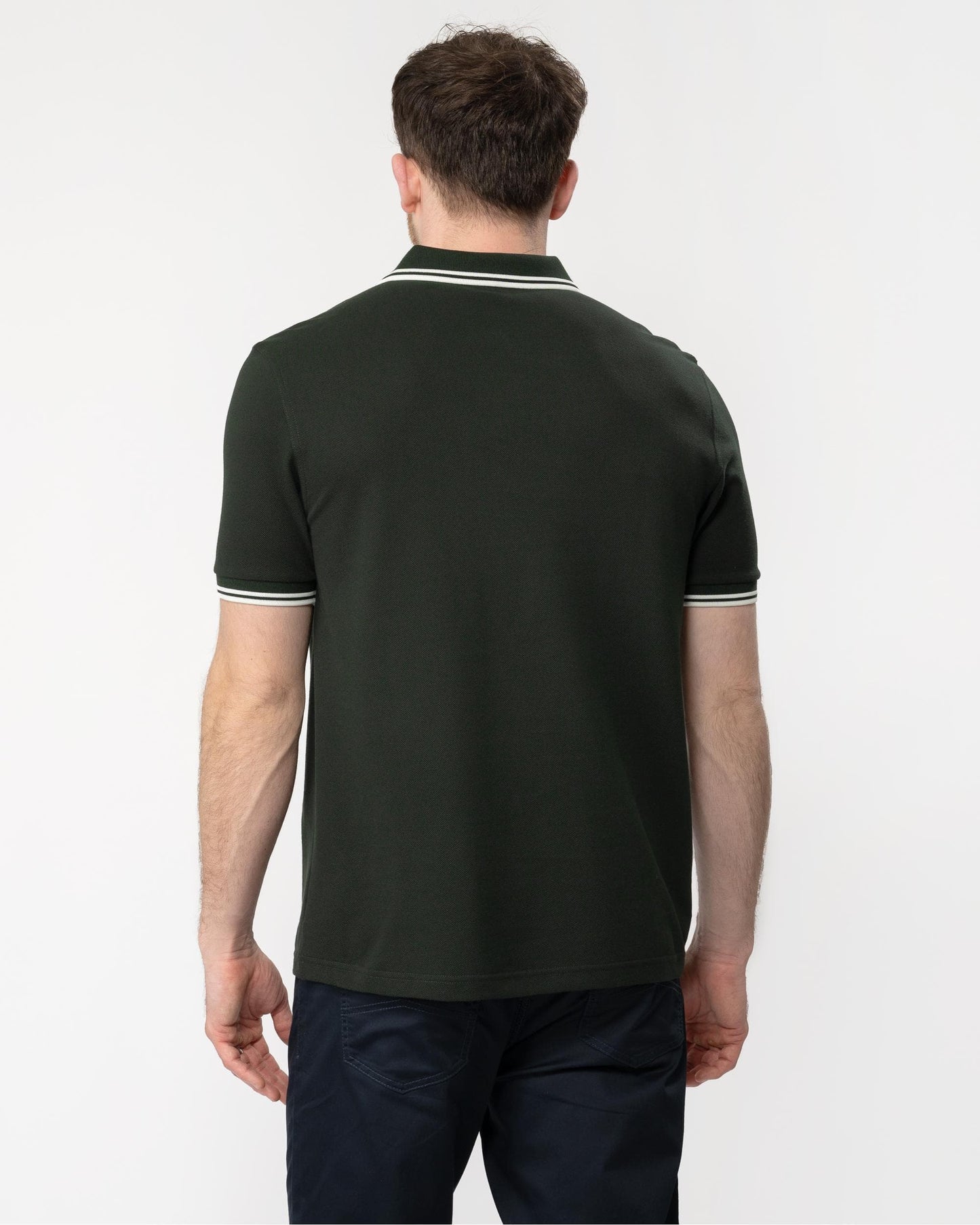 Fred Perry Mens Twin Tipped Signature Polo Shirt NOS - Night Green/White T50