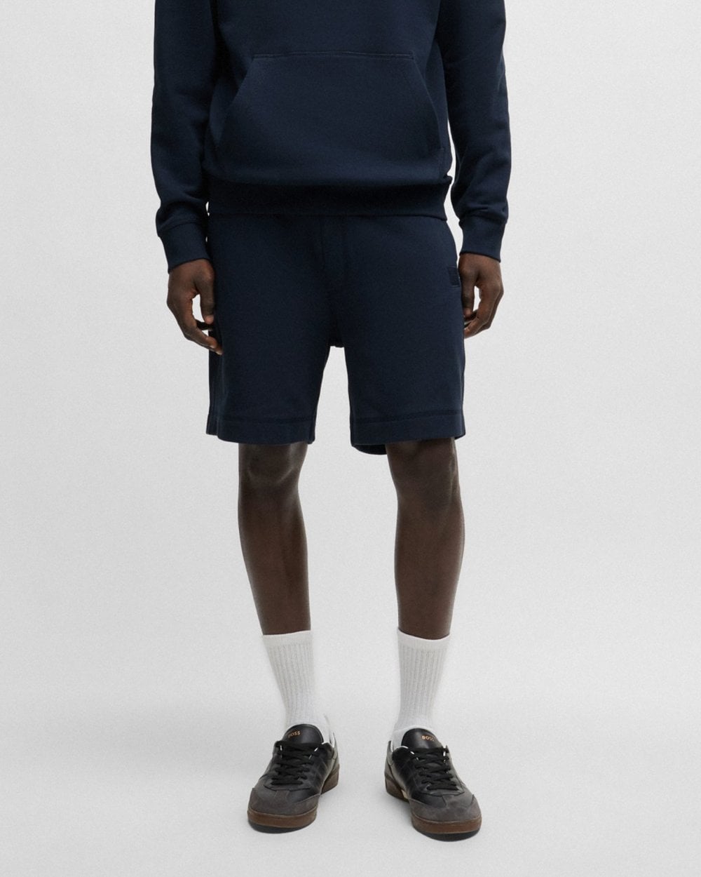 BOSS Orange Sewalk Mens Cotton-Terry Shorts With Logo Badge - Dark Blue 404