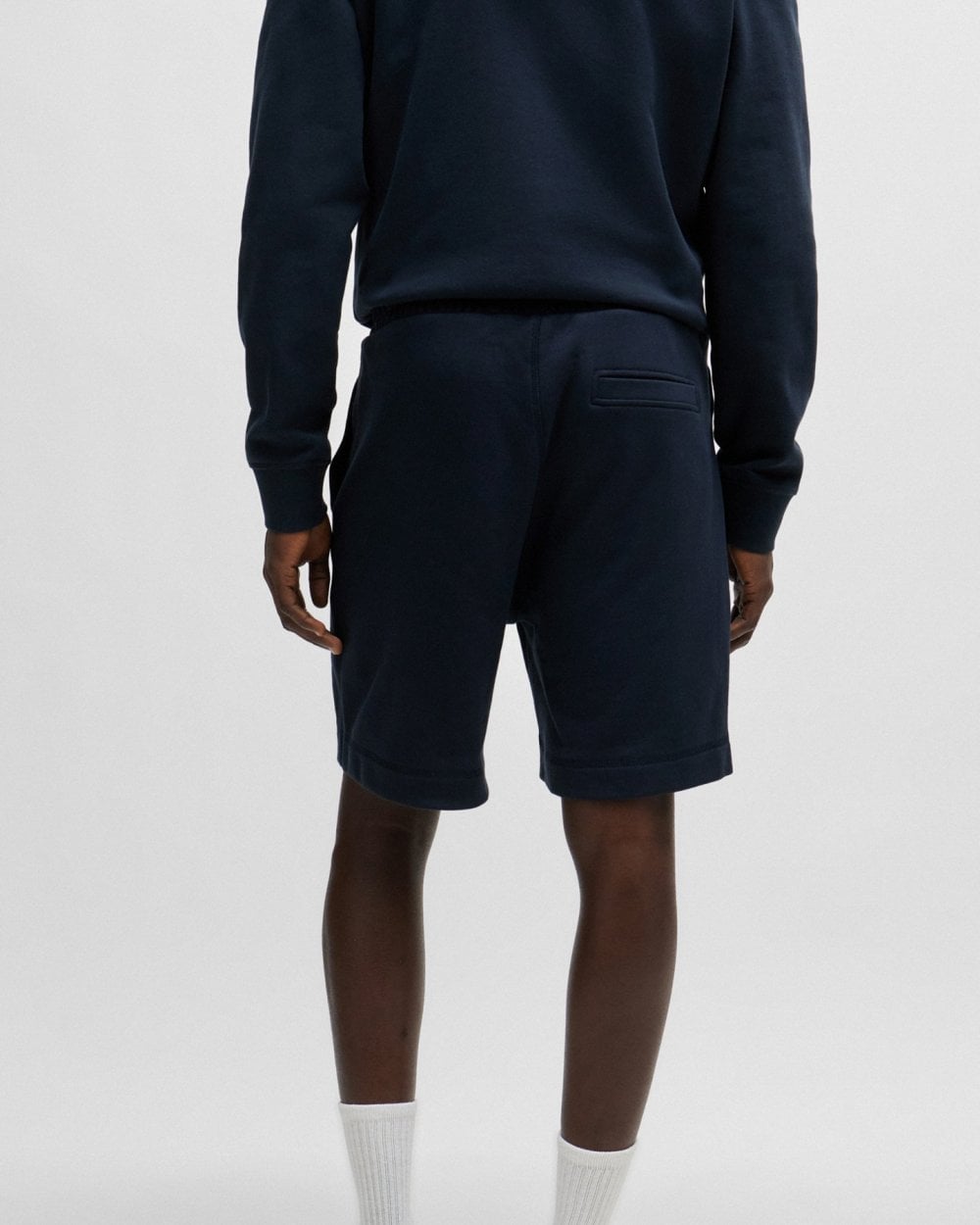 BOSS Orange Sewalk Mens Cotton-Terry Shorts With Logo Badge - Dark Blue 404